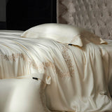 Popxstar  Luxury Embroidery Bedding Set 800TC Lyocell Cotton Soft Silky Cool Feeling Duvet Cover Flat/Fitted Bed Sheet Pillowcases 4Pcs