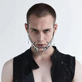 Popxstar   Hip Hop Mask Irregular Steel Cosplay Mechanical Face Wear Metal Alien Fluid Ornament Cool Street Jewelry Gift