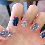 popxstar 24pcs Y2K Style Gradient Blue Pink Color Fake Nails Dyeing Press On Nails Full Cover Artificial False Nails For Women Salon Use