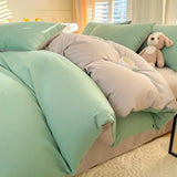 Solid Color Brushed Four Piece Set Home Textile Bedding Three Piece Set Autumn Short Plush Bed Sheets, Duvet Covers, Pillowcases