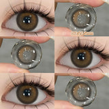 Popxstar  2PCS Big Grey Contact Lenses for Eyes Myopia Colored Contact Lens Natural Brown Pupils Gradient Contact Lens Black Lens