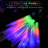 Popxstar 30Pcs Foam Glow Sticks with 3 Modes Colorful Led Flashing Glow Stick Glow in The Dark Party Supplies for Wedding Raves Concert