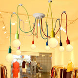Popxstar Colorful 6/8/10 Lights Lustre Retro Edison Bulb Chandelier Loft Light Pendant Lamp Spider Light Restaurant Warehouse