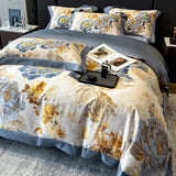 Popxstar  Premium 1000TC Egyptian Cotton Chinese Style Flowers Bird Print Luxury Bedding Set Duvet Cover Flat/Fitted Bed Sheet Pillowcases