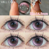 1 Pair New Pink Color Contact Lenses with Diopters 0~-8.00 Degree Blue Pupils Lens Beauty Makeup Soft Korean Lenses