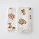 Popxstar Cotton Muslin Swaddle Blankets for Newborn Baby Tassel Receiving Blanket New Born Swaddle Wrap Infant Sleeping Quilt Bed Cover