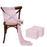 Popxstar 12 Pcs 17x275cm Green  Chiffon Chair Sashes  Wedding Chair Covers Ribbon Wedding Party Aisle Chair Decor