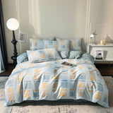 Nordic Style 100% Cotton Duvet Cover Set 1 Duvet Cover 2 Pillowcase Plaid Print Bedding Standard Size Bedroom Decoration