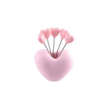 Cute Stainless Steel Love Fruit Fork Set Loving Heart Red Pink Dessert Cake Fork Storage Jar Plastic Fork Kitchen Supplies