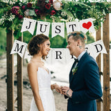 Popxstar White Just Married Vintage Paper Garland Marry Me Letter Banner Wedding Photo Props Bunting For Bridal Shower Party Chair Decor