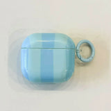 Popxstar  Cute Blue Stripe Imd Silicone Earphone Case With Keychain For Apple AirPods 1 2 3 4 Pro 2 Bluetooth Headphone Protection Cover