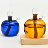 Popxstar  Glass Candle Holder Spherical Oil Lamp Room Decoration with Lid Candle Holder Home Furnishing Desktop Smoke Free Crispy Oil Lamp