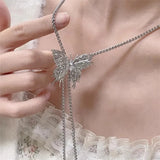 Popxstar Luxury Butterfly Necklace Creative Pull-out Adjustable Chokers Arm Belly Body Chains Women Y2K Grunge Necklaces Fashion Jewelry