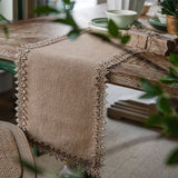 Popxstar Table Runners Farmhouse Rustic Natural Jute Lace Vintage Country Wedding Birthday Thanksgiving Christmas Party Table Decoration