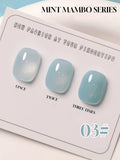 popxstar 12ML Gel Polish Kit- Mint Mambo Collection, Milky Blue & Frosted Ice, 2025 Viral Nail Art Supplies for Summer Vacations