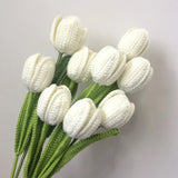 Popxstar Hand Woven Tulip Crochet Flower Diy Hand-knitted Flower Bouquet Wedding Party Decoration Home Table Decoration Festival Gifts