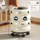 Popxstar  12L Doughnut Shape Wastebasket with Lid Wheel Recycle Bin Bedroom Living Room Kitchen Garbage Cube Cream Wind Cute Trash Can