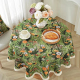 American Retro Oil Painting Dining Tablecloth Cotton and Linen Jacquard Table Cloth Thickened Pastoral Style Floral Table Runner