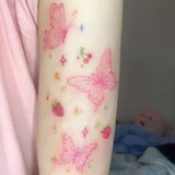 Butterfly Tattoos Set Waterproof Fake Tattoo for Woman Wrist Clavicle Y2K Temporary Tattoos Simple Cute Cherry Tattoo Stickers