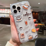 Fashion Style Coffee Time Clear Silicone Case For iPhone 16 15 14 13 12 11 Pro Max XS X XR 7 8 Plus SE Shockproof Soft Cover