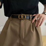 Popxstar Fashion Pu Leather Belt For Women Designer Metal Buckle Waist Strap Female Jeans Dress Trouser All-match Decorative Waistband