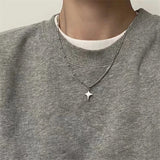 Popxstar Kpop Cool Punk Vintage Star Pendant Chains Necklace For Men Women Egirl Hip Hop 90s Grunge Aesthetic EMO Jewelry Y2k Accessories