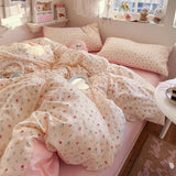 Popxstar  Class A simple high-end three-layer yarn bedding four-piece set, bed sheet quilt cover, dormitory three-piece set