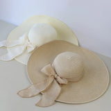 Popxstar Summer Women Straw Hat Bowknot Wide Brim Floppy Panama Hats Female Lady Outdoor Foldable Beach Sun Cap