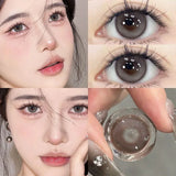 1 Pair Brown Colored Contact Lenses with Myopia 0~-8.00 Degree Natural Cosmetic Beauty Pupil Soft Circle Color Lenses