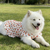 Cute Ruffle Hem Flower Print Dog Vest Skirt Skin Friendly Cool Fabric Anti-UV Outdoor Summer Outfit For Large Breed Dogs