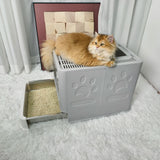 Large Stainless Steel Cat Litter Box Front Entry and Top Exit Toilet Box with Lid Scoop Pet Litter Tray for Kittens Easy Cleaning