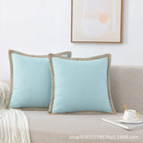 Deluxe Linen Trimmed Pillowcase Organic Burlap Fabric Sofa Cushion Case Textured Pillow Cover Luxury Home Decor
