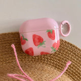 Popxstar  Korea Cute Pink Strawberry Pattern Silicone Earphone Case for AirPods Pro 2 AirPods 4 AirPods 1 2 3 Soft Protection Cover Coque