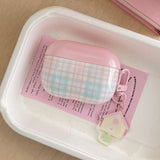 Popxstar Case for AirPods 4 Suitable Girls Silicone Earphone Coque Fashion Pink Plaid Pattern Hard House Pendant for AirPods 1 2 3 Pro 2