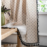 Popxstar Cotton Linen Semi-blackout Floral Print Black Fringe Bedroom Kitchen Curtain Single Piece Room Luxury Home Interior Decor Hall
