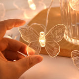 Popxstar 1.5M 10LED Butterfly Lights String Transparent Butterfly Fairy Lights Garland For Wedding Home Decoration Birthday Party Lamps