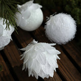 Popxstar 1PCS 8cm White Christmas Ball Christmas Tree Hanging Pendant Flower Foam Snow Balll for Home Xmas Decoration New Year