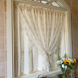 Popxstar  French Style Rural Gauze Integrated Window Screen Non Punched Velcro Curtains Lace Embroidered Semi Blackout Gauze Curtain
