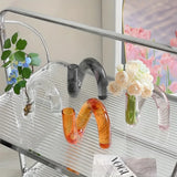Popxstar  Modern Creative Irregular Shaped Glass Vase Transparent Centerpiece for Dining Living Room Decor Nordic Glass Flower Vase