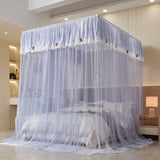 New Design Palace Quadrate Mosquito Net for Girls Pole Piercing Bed Curtain Tent Bed Room Decoration with Bracket