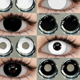 Popxstar Colored Contact Lenses for Eyes Cosplay Contact Lenses Crazy Lenses Halloween Eyes Lens 1Pair White Lenses Black Lenses