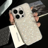 Popxstar  Luxury Glitter Shell Pattern Laser Phone Case For iPhone 17 Air 11 12 13 14 15 16 Pro Max X XR XS Plus Soft IMD Shockproof Cover