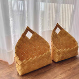 Pastoral wooden storage basket handmade kitchen balcony household hotel restaurant cafe decoration