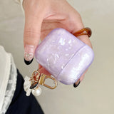 Popxstar  Luxury Purple Pearly Shell Pendant Silicone Case For AirPods 1 2 3 4 pro 2 Wireless Bluetooth Earphone Accessories