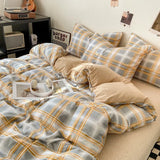 Popxstar Japanese Style Check Queen Duvet Cover Set 1/3 Pcs Soft Washed Quilt Cover and Pillowcase or Only Quilt Covers Blanket Cover Set