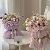 popxstar Sweets Princess Skirt Elastic Floral Yarn Pearl Silk Flower Wrapping Paper Materials Packaging Film For Flower Shop Bouquet