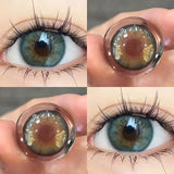 Popxstar  1Pair Color Contact Lenses New Product Lan Cat Sclera Blue Green Lenses Degree Prescription -0.00 to -8.00 Beauty Pupils
