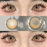 Popxstar  2pcs Myopia Lenses Black Color Contact Lenses with Prescription Degree 14.5mm Natural Soft Contact Lens for Eyes Yearly