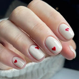 Popxstar  24pcs Y2K Fake Nails with Lovely Black Heart Designs Reusable French False Nails Full Cover Short Press On Nails for y2k Girls