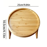 Popxstar  Foldable Sofa Tray Table Natural Wooden Sofa Armrest Clip-On Tray Household Portable Armrest Tray for Snacks Drinks Coffe Plate